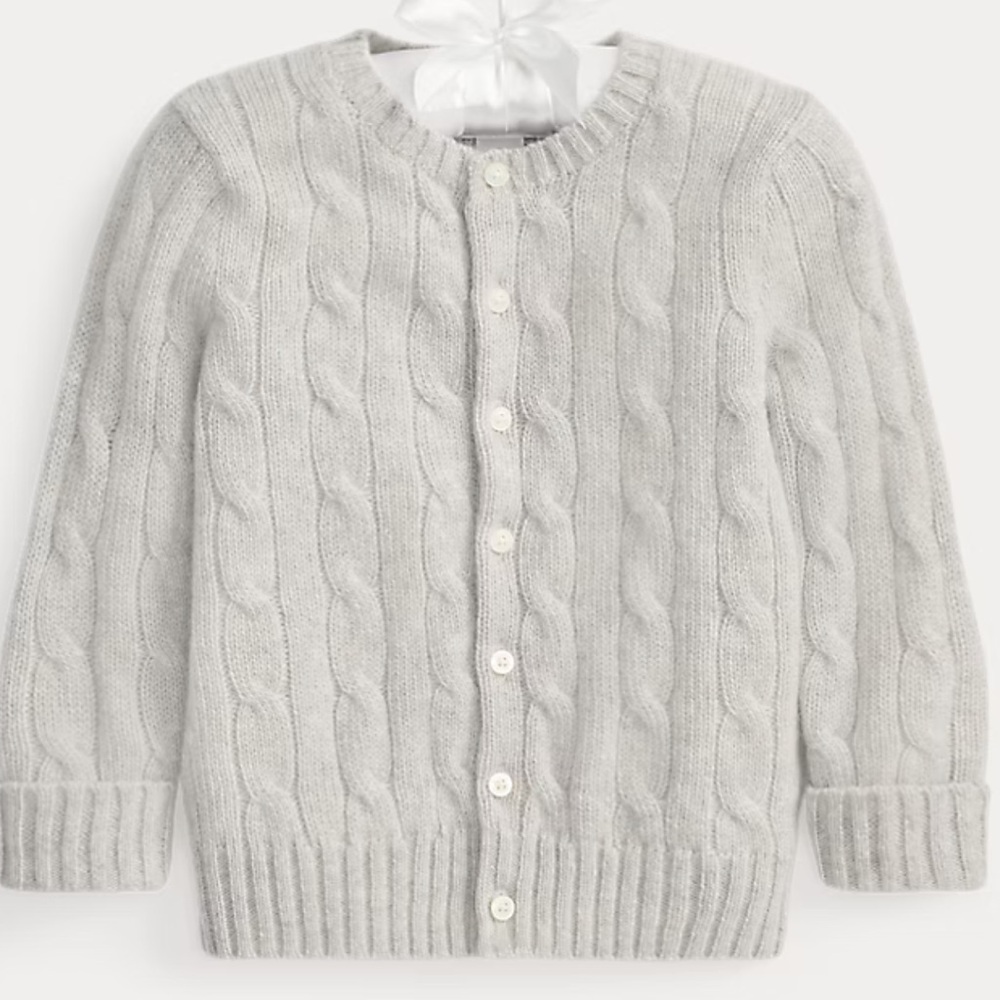 Ralph Lauren Cashmere Cable Knit Cardigan Grey 18 months